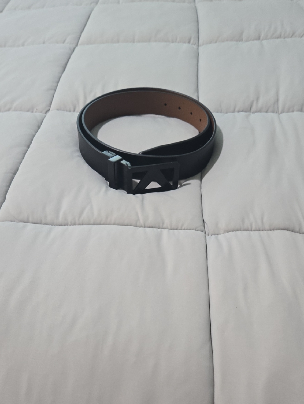 Callaway Black & Brown Leather Belt with Matte Black Geometric Buckle